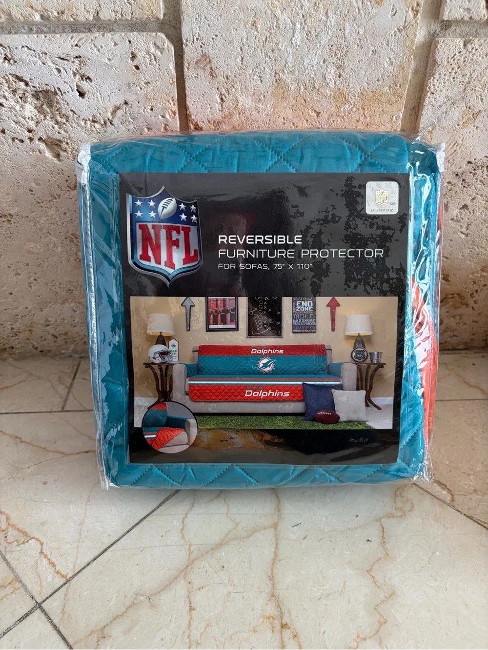NFL Dolphins Reversible Turquoise and Orange Furniture Protector